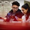 Student checking her cell phone